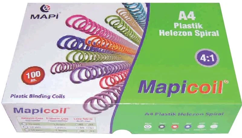 MAPİ SPİRAL PLASTİK HELEZON 4:1 25MM ŞEFFAF 50 ADET 48 LOP 2352504