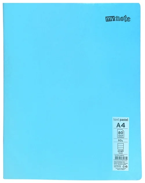 MYNOTE DEFTER TEXT PASTEL PP KAPAK DİKİŞLİ A4 100 YP ÇİZGİLİ MTXPA-A4100-Ç