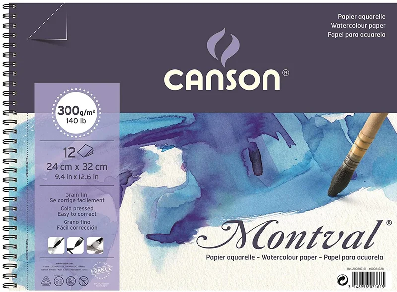 CANSON SULU BOYA BLOĞU MONTVAL SPİRALLİ A4 300 GR 12 SF 200807160