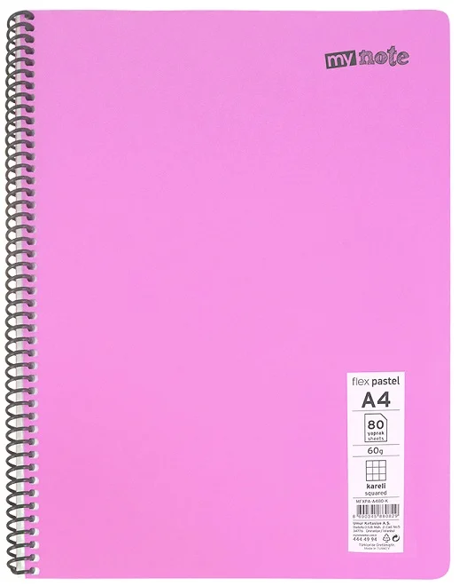 PASİF MYNOTE FLEX PASTEL DEFTER PP KAPAK SPİRALLİ A4 100 YP ÇİZGİSİZ MFXPA-A4100-D 30001910
