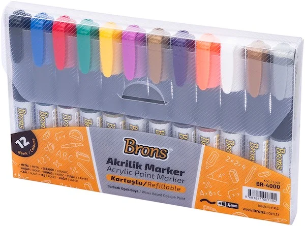 BRONS AKRİLİK MARKER 12 Lİ BR-4000