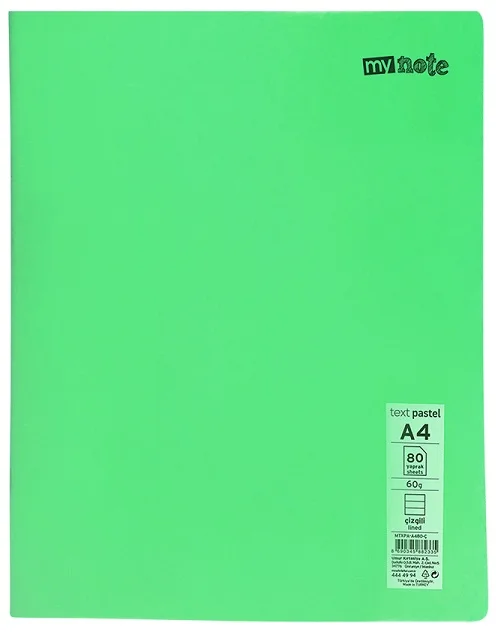 MYNOTE DEFTER TEXT PASTEL PP KAPAK DİKİŞLİ A4 80 YP KARELİ MTXPA-A480-K