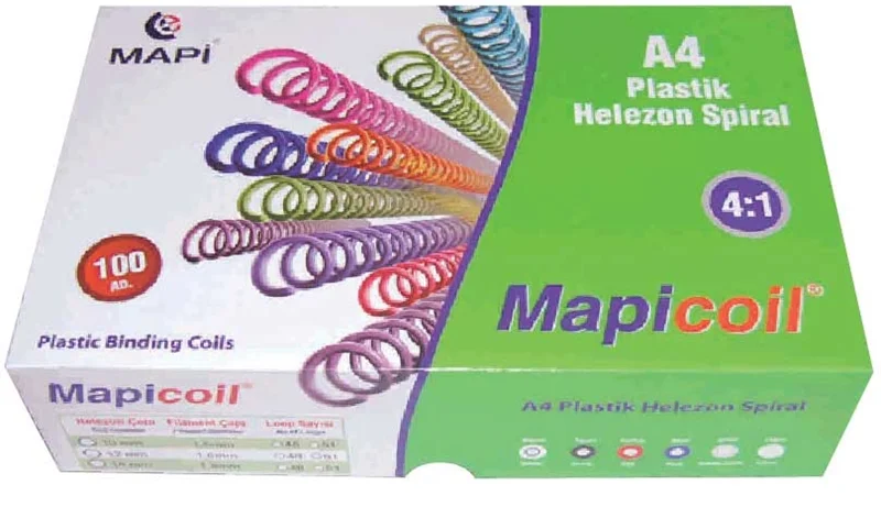 MAPİ SPİRAL PLASTİK HELEZON 4:1 16MM SİYAH 100 ADET 48 LOP 2351601
