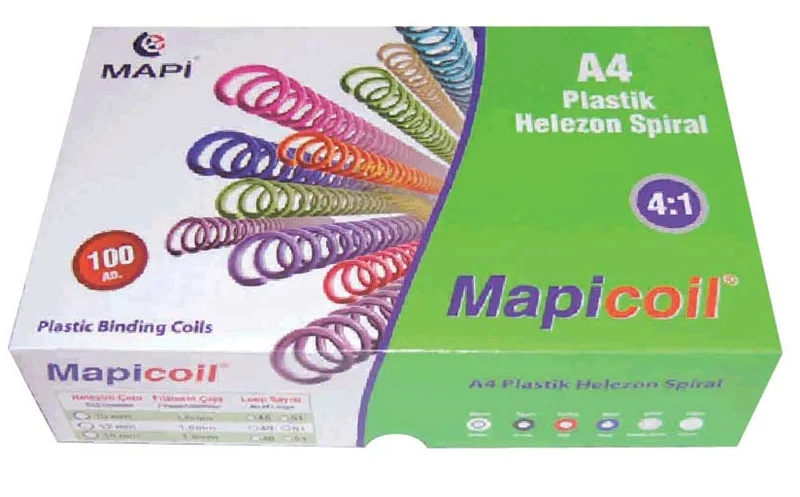 MAPİ SPİRAL PLASTİK HELEZON 4:1 8MM KIRMIZI 200 ADET 48 LOP 2350803