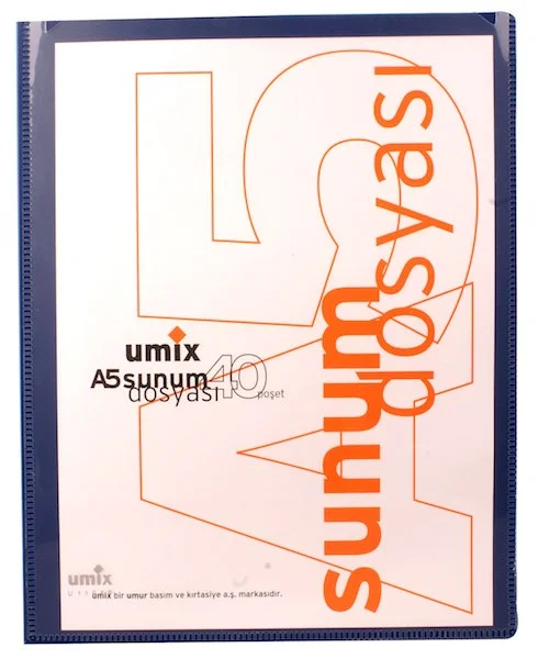 UMIX SUNUM DOSYASI ÖNDEN CEPLİ A5 40 LI LACİVERT U1194P-LA