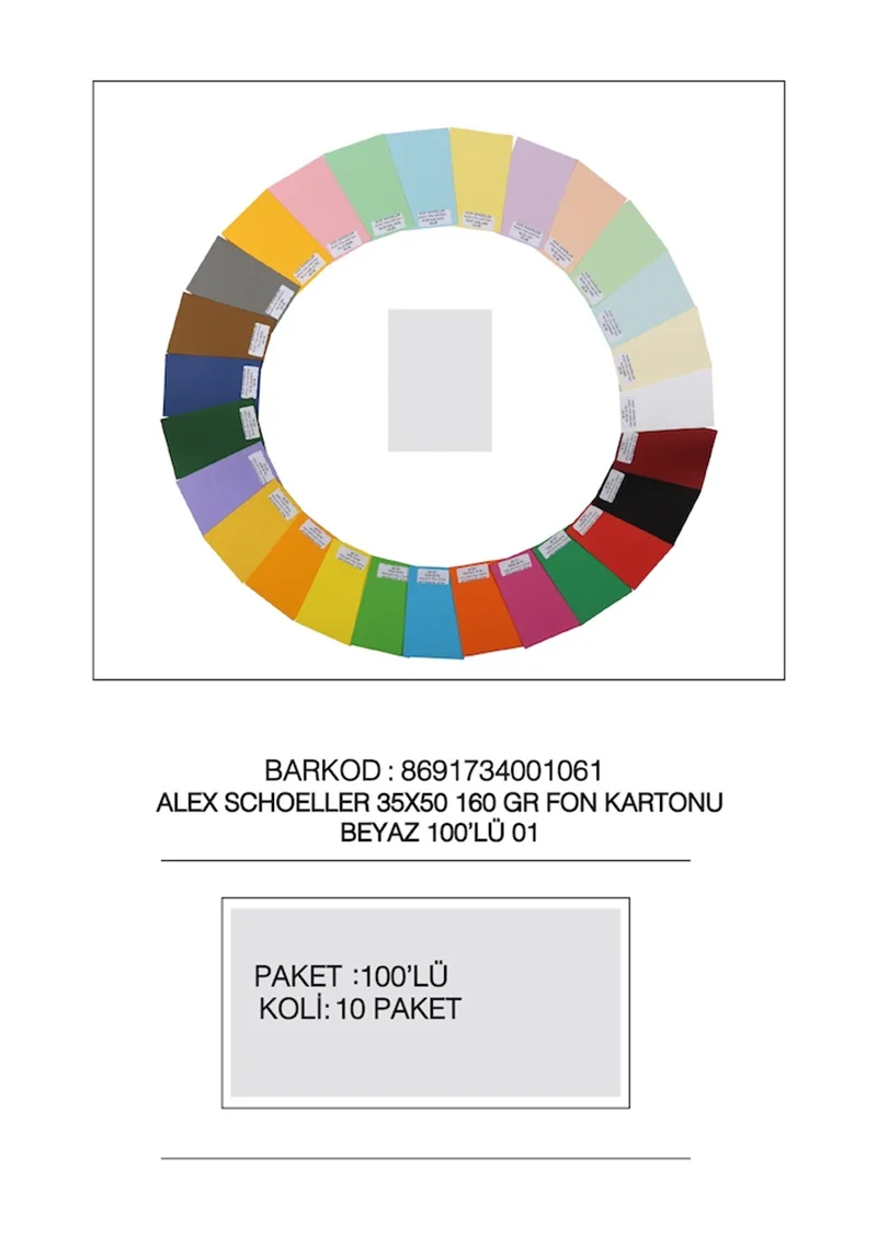 ALEX FON KARTONU 160GR 35X50 BEYAZ 100 LÜ 01