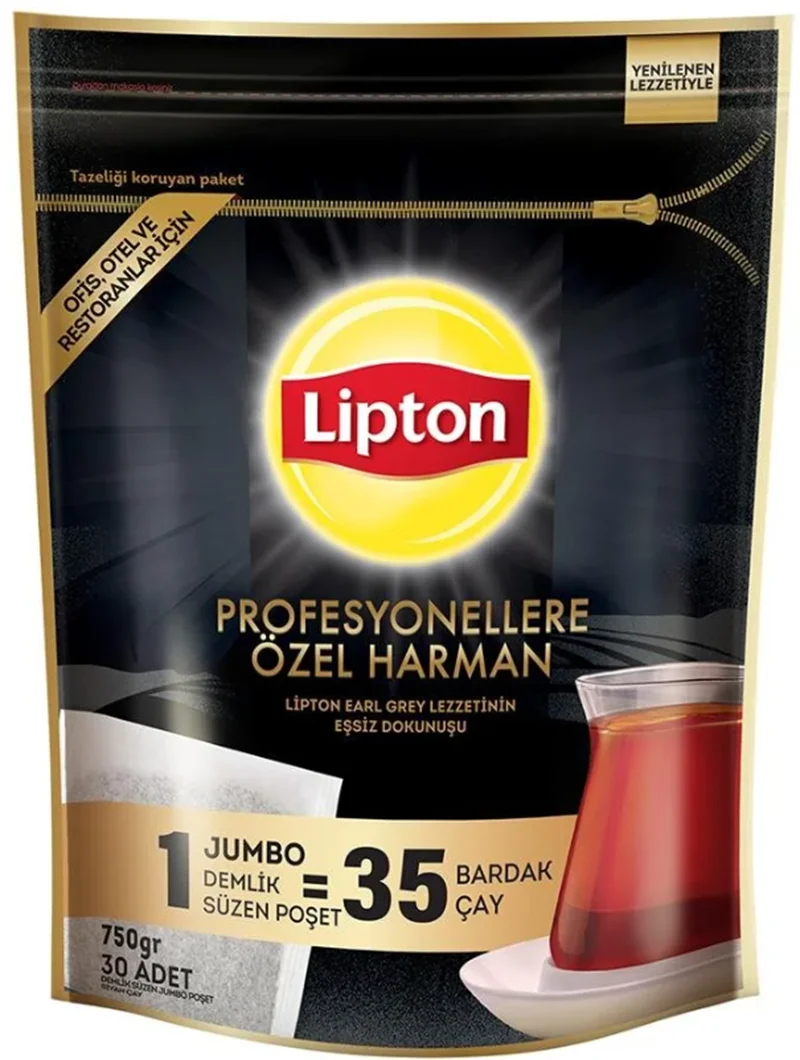 LİPTON DEMLİK POŞET ÇAY 30 LU EARL GREY PROFESYONELLERE ÖZEL JUMBO 25g 800912