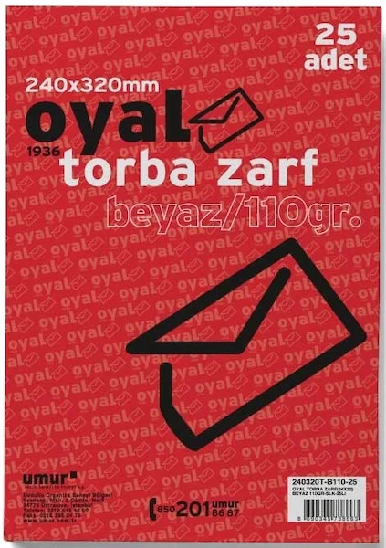 OYAL ZARF TORBA 24x32 110 GR POŞETLİ BEYAZ 25 Lİ 30005894
