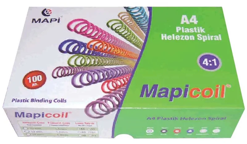 MAPİ SPİRAL PLASTİK HELEZON 4:1 18MM SİYAH 100 ADET 48 LOP 2351801
