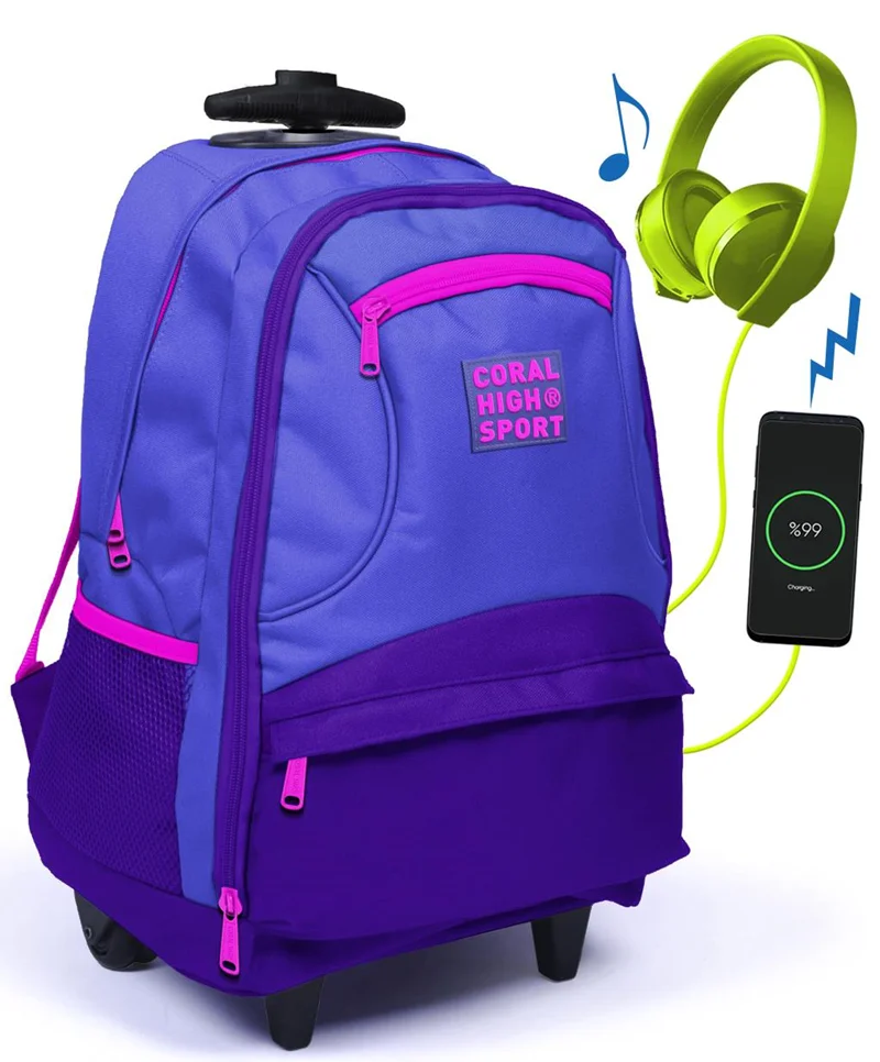 YAYGAN ÇEKÇEK SIRT ÇANTASI CORAL HIGH SPORT USB+AUX SOKET 23252