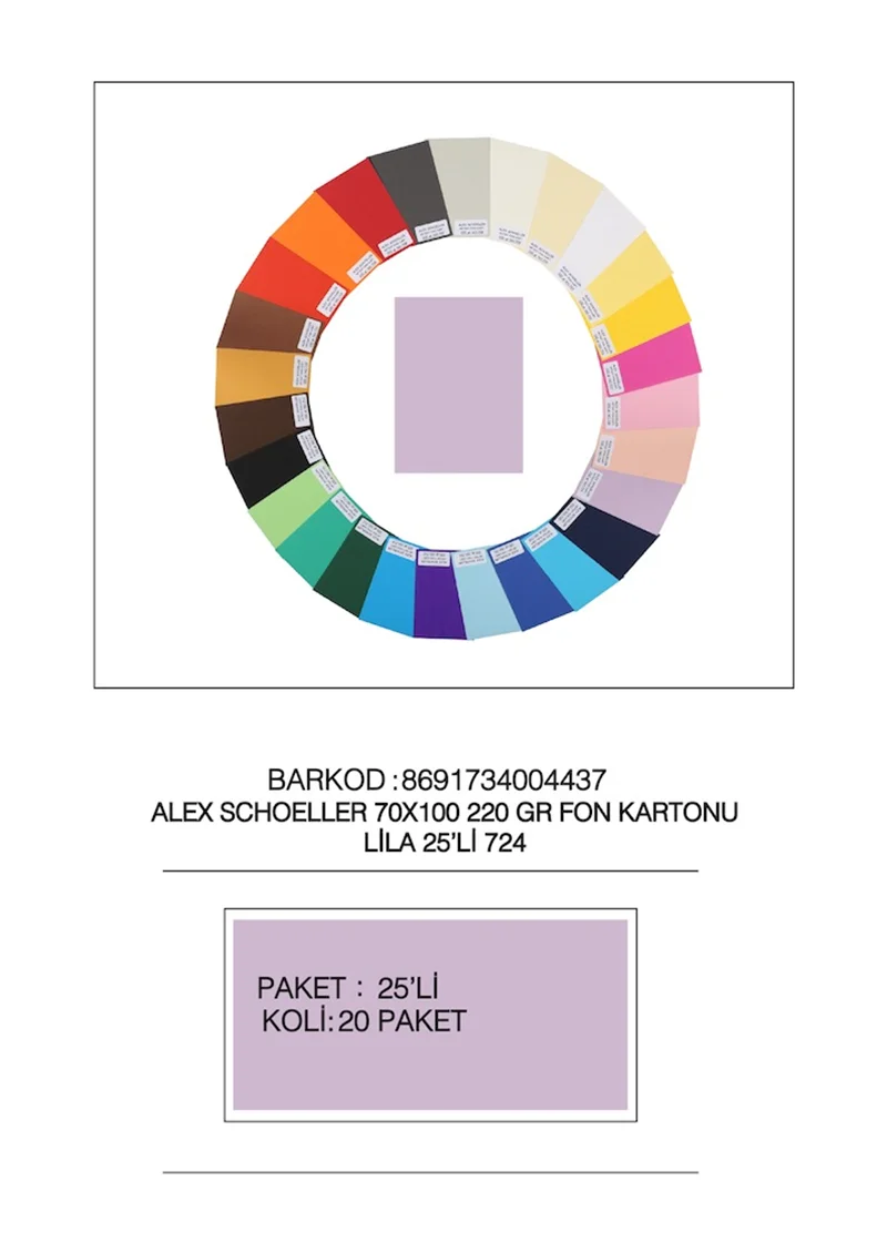 ALEX FON KARTONU ARTİST 220GR 70X100 LİLA 25 Lİ 724