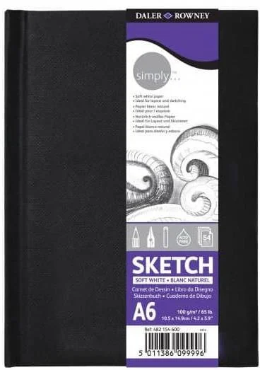 DALER ROWNEY SKETCH ESKİZ DEFTERİ SIMPLY SERİSİ SERT KAPAK A6 100 GR 54 SF SOFT BEYAZ 482154600