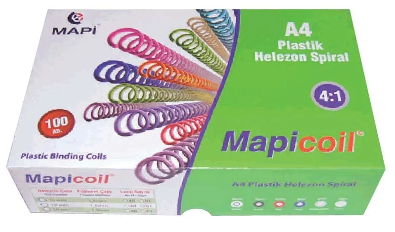 MAPİ SPİRAL PLASTİK HELEZON 4:1 8MM MAVİ 200 ADET 48 LOP 2350802