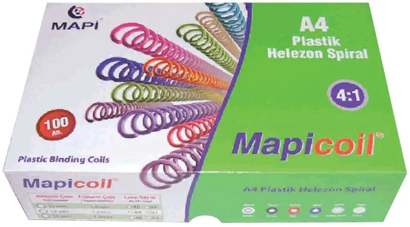MAPİ SPİRAL PLASTİK HELEZON 4:1 25MM SİYAH 50 ADET 48 LOP 2352501