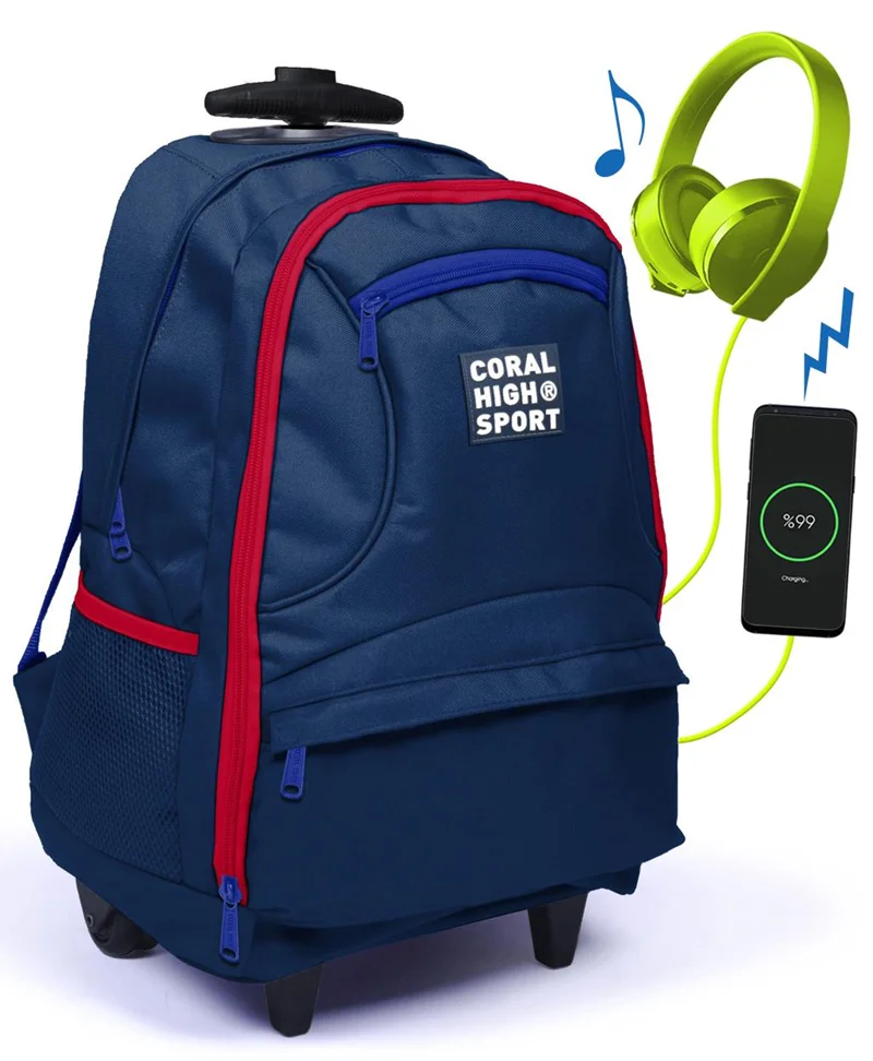 YAYGAN ÇEKÇEK SIRT ÇANTASI CORAL HIGH SPORT USB+AUX SOKET 23254