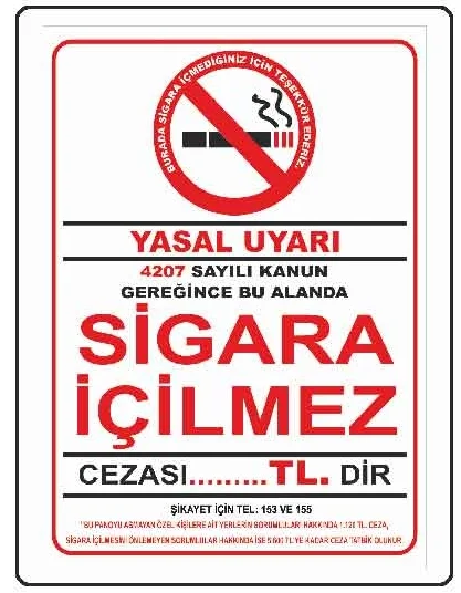 EKSTRAFİX UYARI LEVHASI 204 YUL-412 25x35 CM SİGARA İÇMEK YASAKTIR