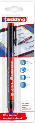 EDDING ASETAT KALEMİ SİLGİLİ E-147S TEKLİ BLS. KIRMIZI