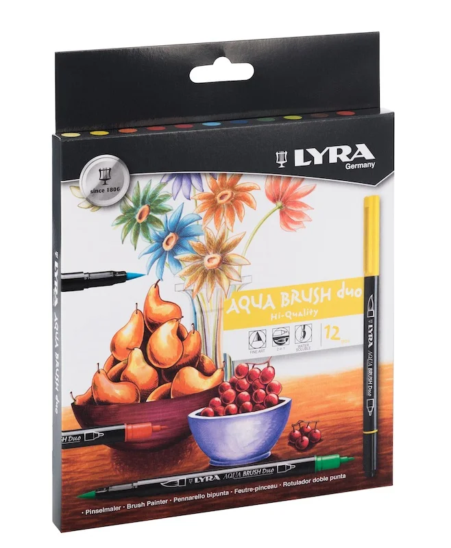 LYRA KEÇELİ KALEM AQUA BRUSH DUO FIRÇA UÇLU 12 LI ASKILI PAKET L6521120