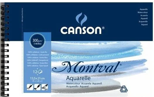 CANSON SULU BOYA BLOĞU MONTVAL SPİRALLİ 13.5x21 300 GR 12 SF 200807156