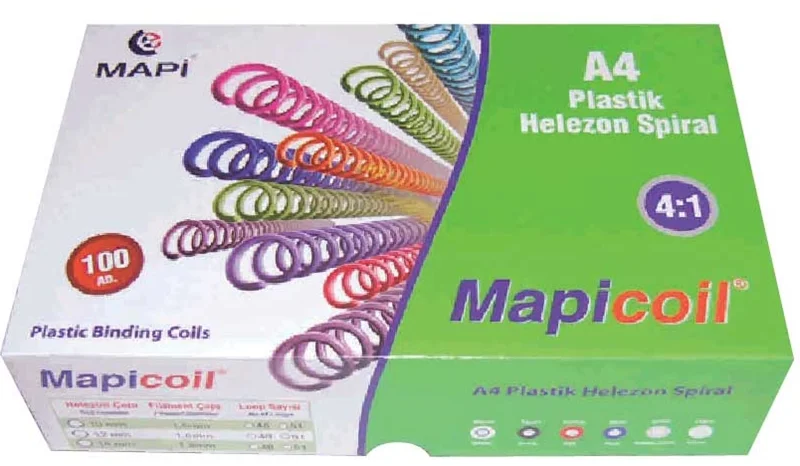 MAPİ SPİRAL PLASTİK HELEZON 4:1 8MM BEYAZ 200 AD. 48 LOP POŞETLİ 2360800