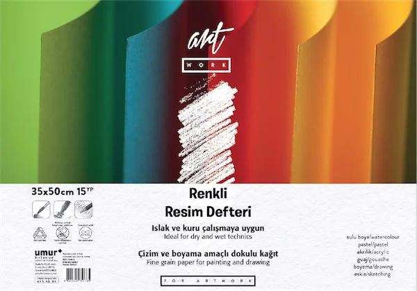 ARTWORK RESİM DEFTERİ CLARA SPİRALLİ RENKLİ 35x50 15 YP 30010997