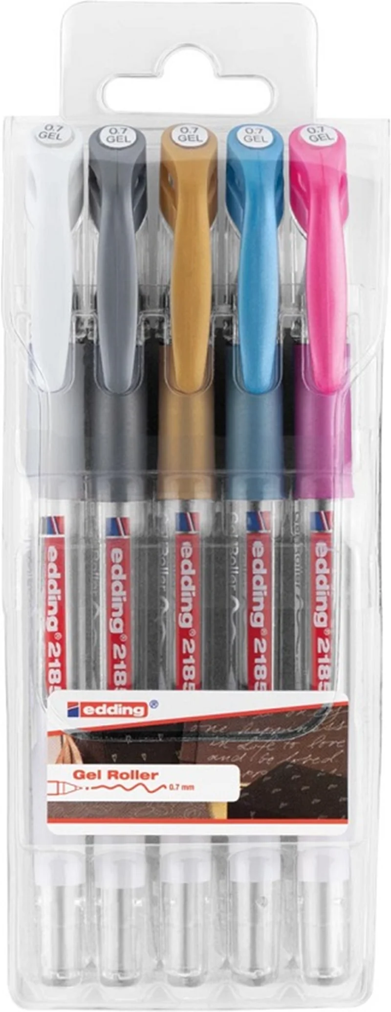 EDDING JEL KALEM CRYSTALJELLY E-2185 5 Lİ POŞET METALİK + BEYAZ