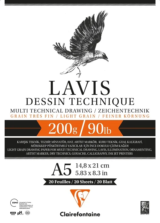 CLAIREFONTAINE ÇİZİM BLOĞU ALPHA LAVIS A5 200 GR 20 YP AL96340