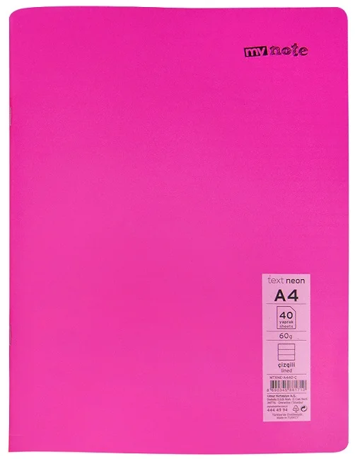 MYNOTE DEFTER TEXT NEO PP KAPAK DİKİŞLİ A4 60 YP ÇİZGİLİ MTXNE-A460-Ç