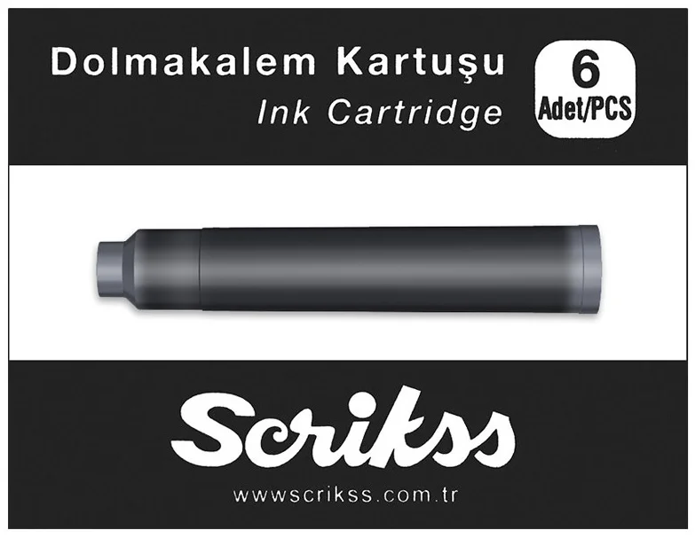 SCRIKSS DOLMA KALEM  KARTUŞU 6 LI PAKET SİYAH