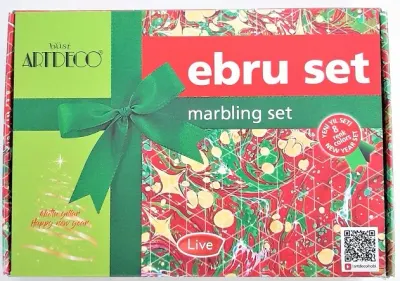 ARTDECO EBRU BOYASI SETİ 8 RENK x 30 ML BAŞLANGIÇ SETİ YENİ YIL KUTUSU (A4 TEKNELİ) Y-016-ES8.01