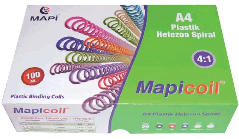 MAPİ SPİRAL PLASTİK HELEZON 4:1 6MM SİYAH 200 ADET 48 LOP 2350601