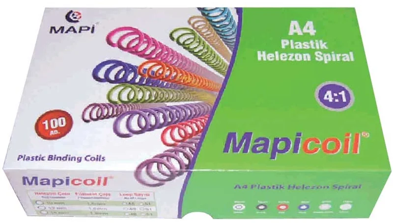 MAPİ SPİRAL PLASTİK HELEZON 4:1 12MM SİYAH 100 ADET 48 LOP 2351201