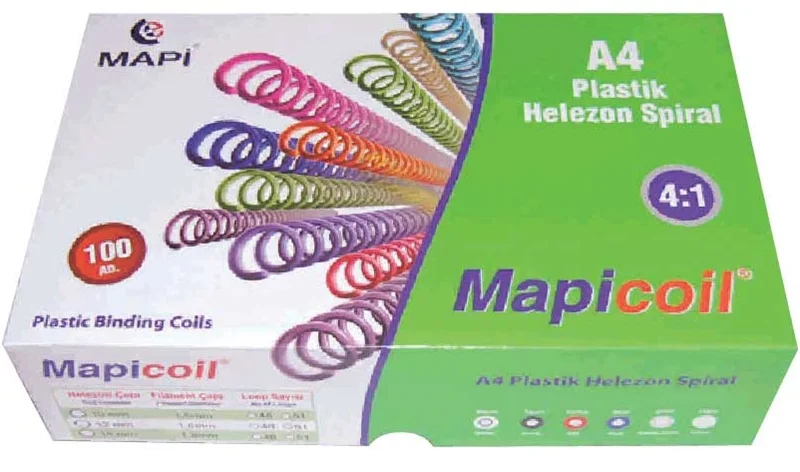 MAPİ SPİRAL PLASTİK HELEZON 4:1 22MM SİYAH 50 ADET 48 LOP 2352201