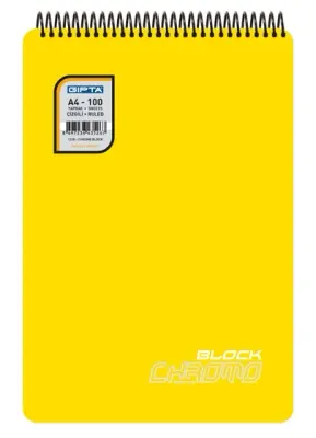 GIPTA BLOKNOT CHROMO BLOCK A4 SPİRALLİ PP KAPAK 80 YP. ÇİZGİLİ 3366