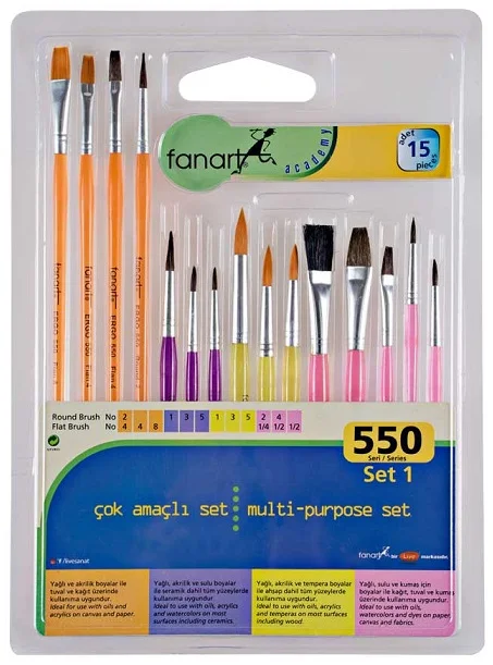 FANART FIRÇA SETİ ACADEMY 550 SERİSİ NO:1 15 Lİ F-7550.S1