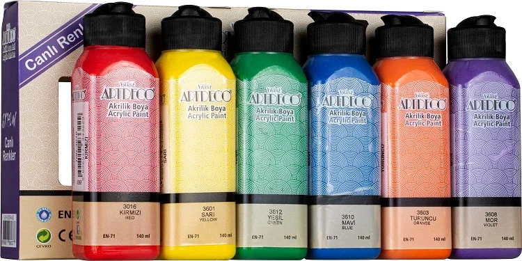 ARTDECO AKRİLİK BOYA SETİ 6x140 ML CANLI RENKLER Y-070R-AS1