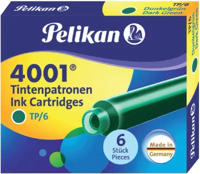 PELİKAN DOLMA KALEM  KARTUŞU 4001 KÜÇÜK KOYU YEŞİL 6 LI 301200