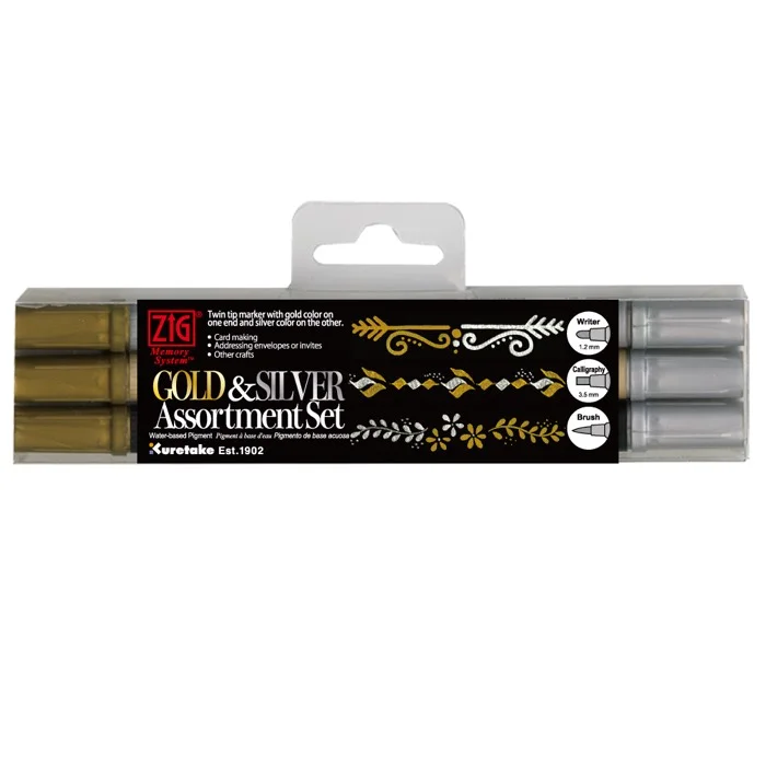 ZIG YAZI SETİ METALİK GOLD&amp;SILVER MS/3VGS 3LÜ