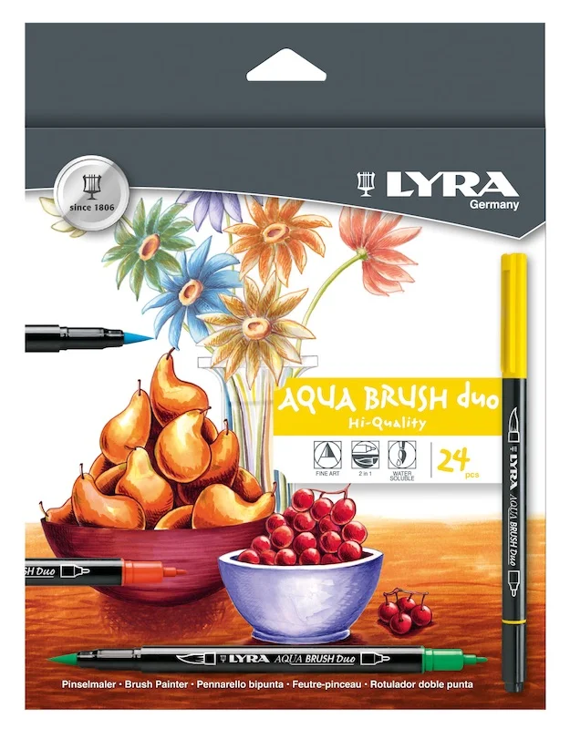 LYRA KEÇELİ KALEM AQUA BRUSH DUO FIRÇA UÇLU 24 LI ASKILI PAKET L6521240