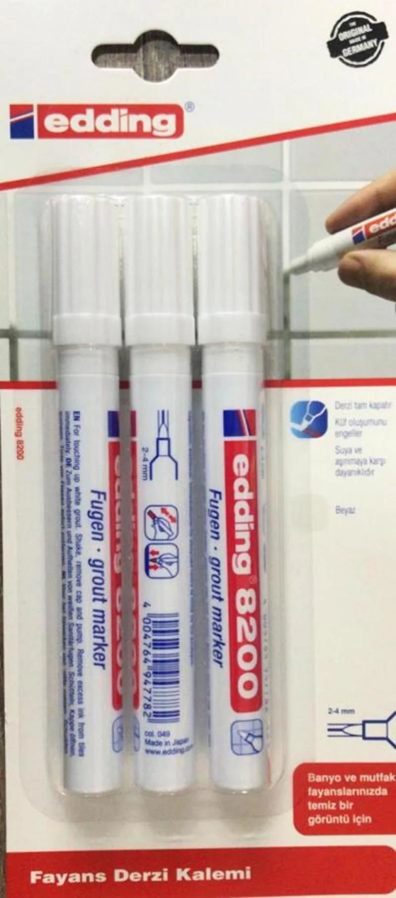 PASİF EDDING FAYANS MARKÖRÜ E-8200 BEYAZ 2+1