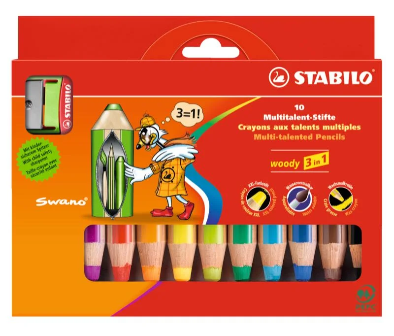 STABILO KURU BOYA WOODY 3 IN 1 10 RENK 880/10-2