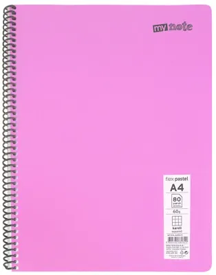 MYNOTE DEFTER FLEX PASTEL PP KAPAK SPİRALLİ A4 40 YP KARELİ MFXPA-A440-K