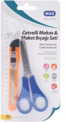 MİLEO KESİCİ SET MAKAS CETVELLİ+MAKET BIÇAĞI DAR 681