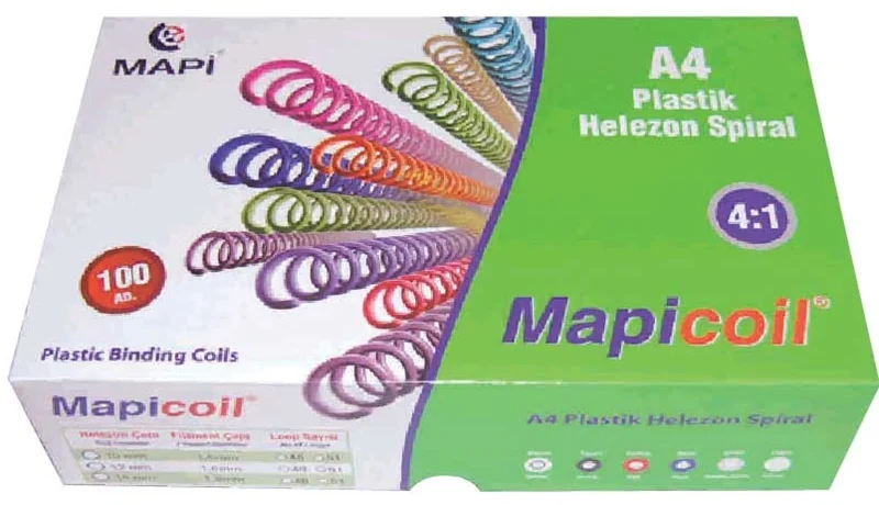 MAPİ SPİRAL PLASTİK HELEZON 4:1 10MM SİYAH 100 ADET 48 LOP 2351001
