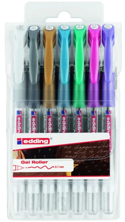 EDDING JEL KALEM CRYSTALJELLY E-2185 7 Lİ POŞET METALİK + BEYAZ