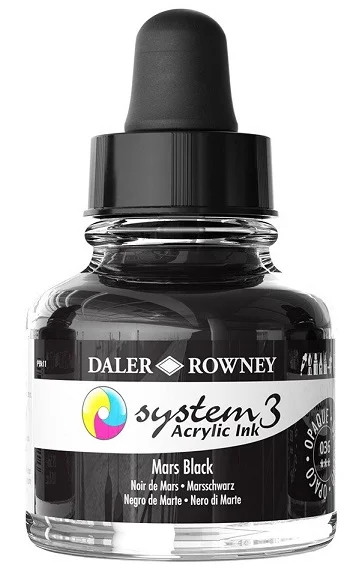DALER ROWNEY AKRİLİK MÜREKKEP SYSTEM 3 SERİSİ 29.5 ML MARS BLACK 161029036