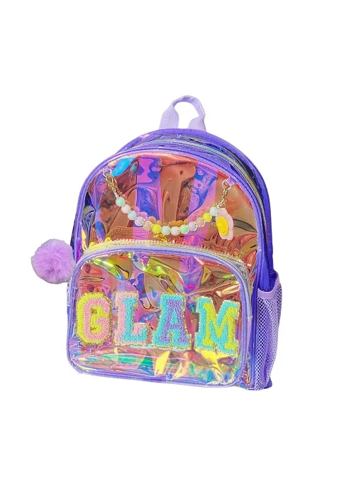 VEST SIRT ÇANTASI NAKIŞ ŞEFFAF MOR VST-CN0020