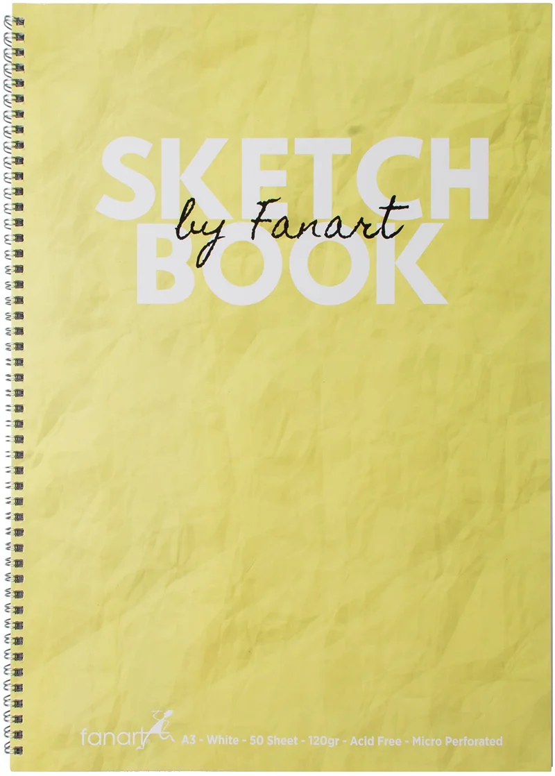 FANART ACADEMY ÇİZİM BLOĞU SKECTH BOOK SPİRALLİ A3 120 GR 50 YP SARI F-8674.A3
