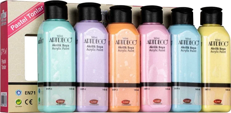 ARTDECO AKRİLİK BOYA SETİ 6x140 ML PASTEL RENKLER Y-070R-AS2