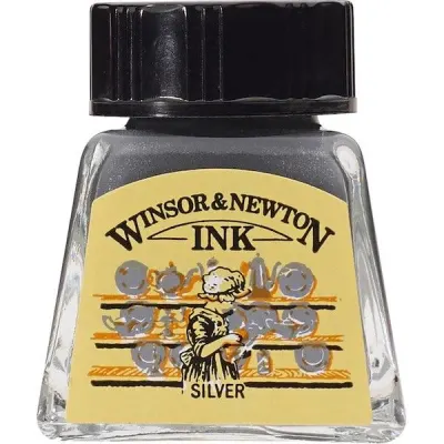 W&amp;N ÇİZİM MÜREKKEBİ DRAWING INK 14 ML SILVER 617 WN-1005617